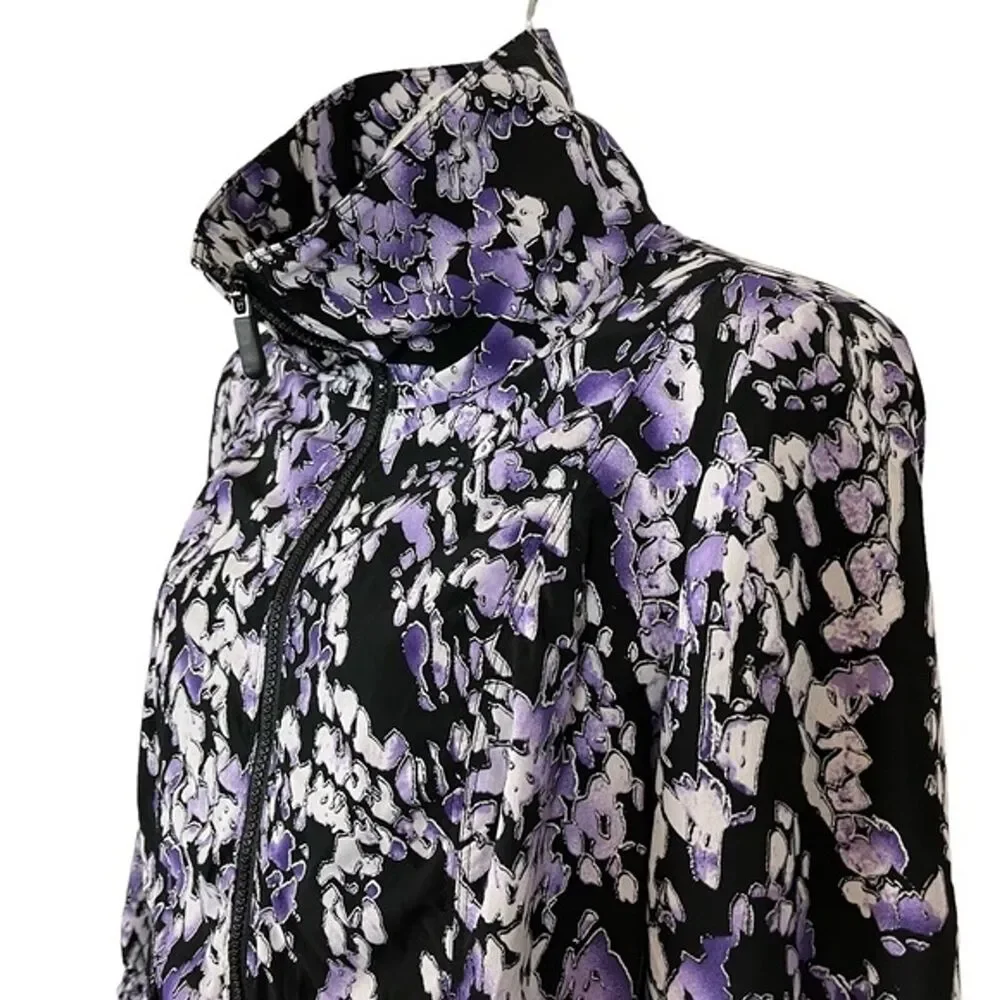 ZENERGY by CHICO'S Black Purple Athletic Sporty Full Zip Lightweight Jacket sz 0